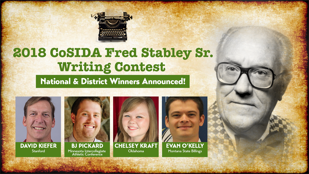 National and District Winners Announced for the 2017-18 CoSIDA Stabley Writing Contest